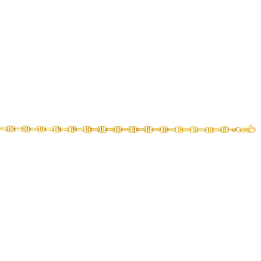 14kt Gold 20 inches Yellow Finish 4.9mm Shiny Oval Anchor Chain with Lobster Clasp