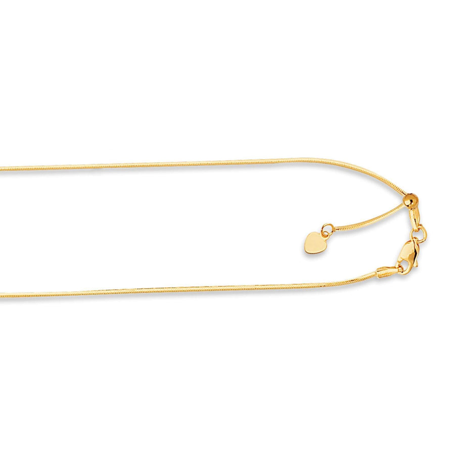 14kt 22 inches Yellow Gold .85mm Diamond Cut Adjustable Octagon Chain with Lobster Clasp