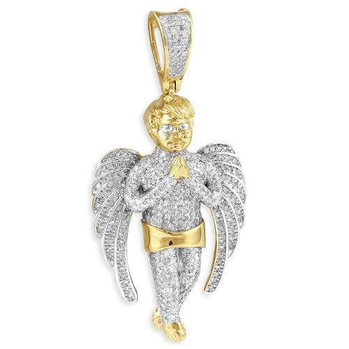 10KY 1.25CTW DIAMOND ANGEL PENDANT WITH PRAYING