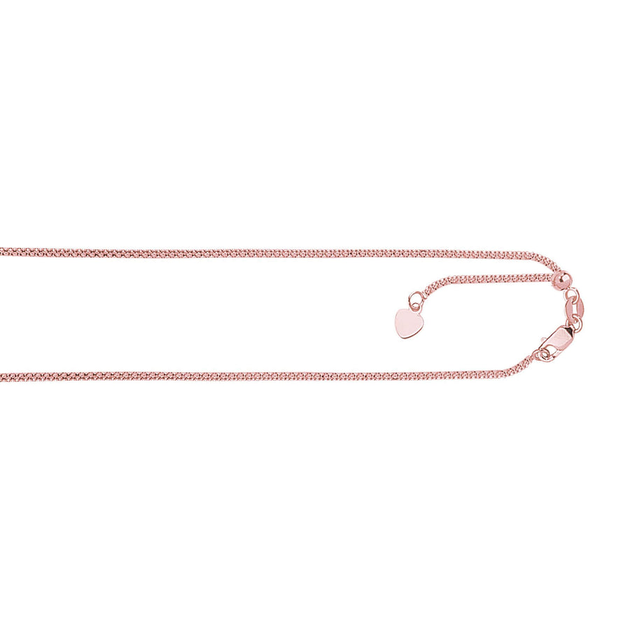 14kt 22 inches Rose Gold 1.3mm Diamond Cut Adjustable Popcorn Chain with Lobster Clasp+ Hearing Charm