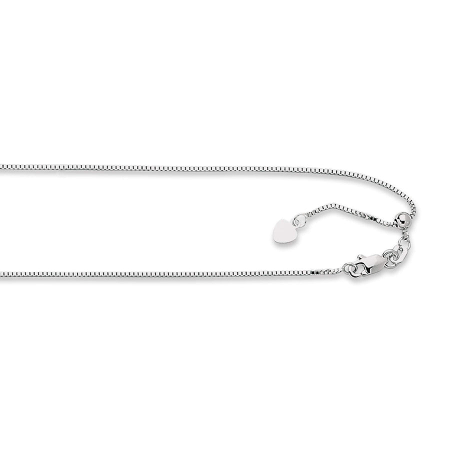 14kt 22 inches White Gold 0.85mm Diamond Cut Adjustable Box Chain with Lobster Clasp