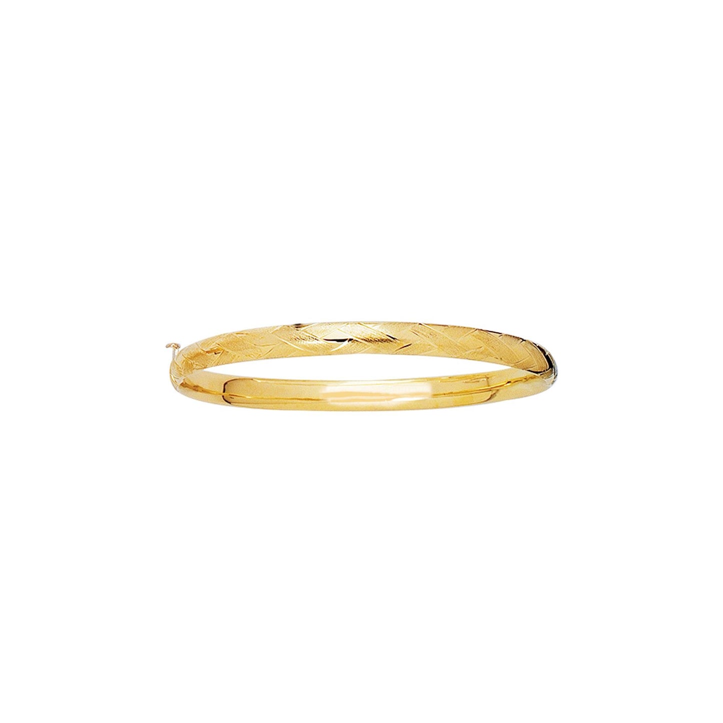 14K Gold X Pattern Children's Bangle 5.5" - Johnny Dang & Co