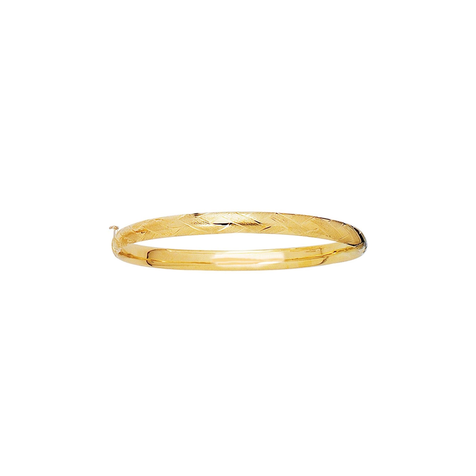 14K Gold X Pattern Children's Bangle 5.5" - Johnny Dang & Co