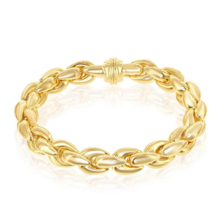 Sterling Silver With 14K Gold Overlay, Oval-Linked Bracelet, MADE IN ITALY - Johnny Dang & Co