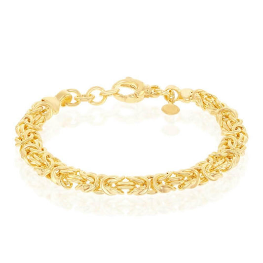 Sterling Silver With 14K Gold Overlay, Byzantine Bracelet, MADE IN ITALY - Johnny Dang & Co