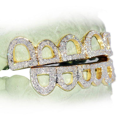 JDTK-C111A - 12 TEETH ROUND DIAMOND OPEN FACE GRILL - Johnny Dang & Co