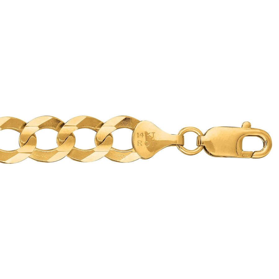 14kt 22 inches Yellow Gold 10.0mm Diamond Cut Comfort Curb Chain with Lobster Clasp