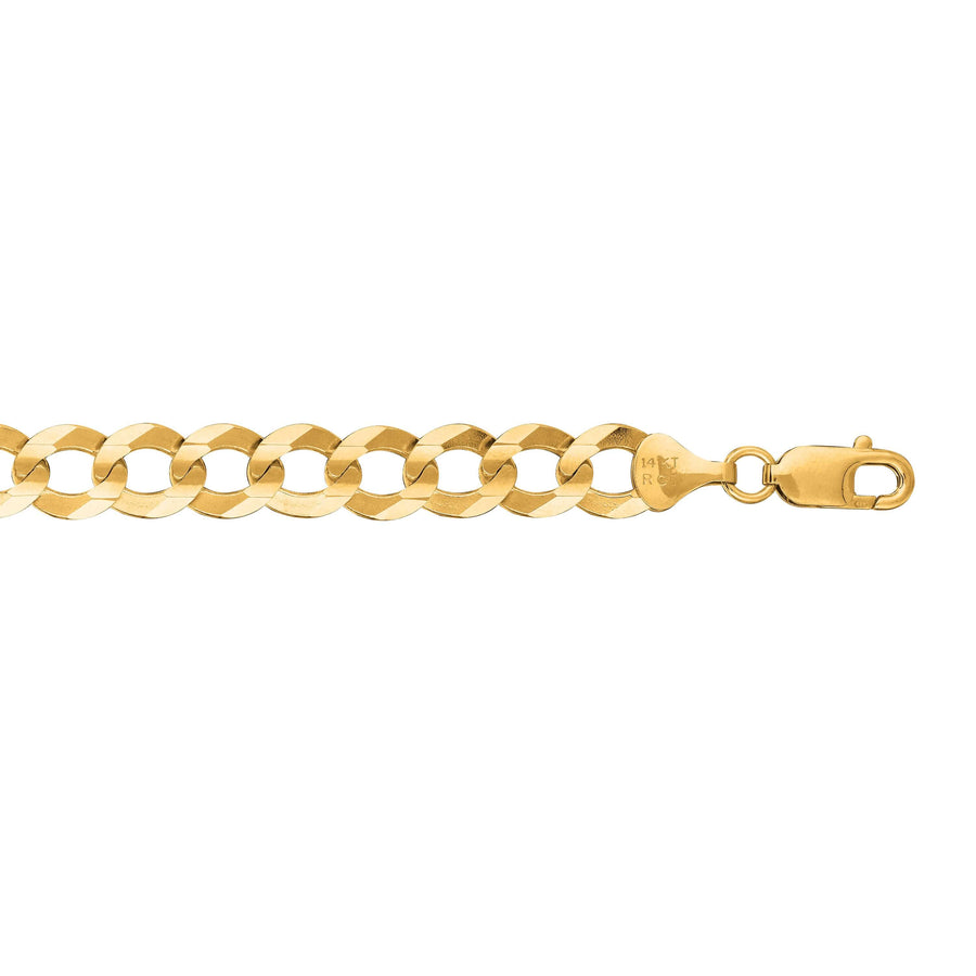 14kt Gold 24 inches Yellow Finish 12.18mm Polished Comfort Curb Chain with Box Clasp