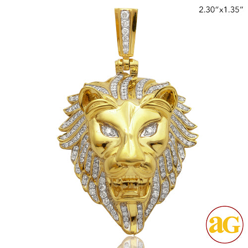 10KY 2.00CTW DIAMOND LION HEAD PENDANT