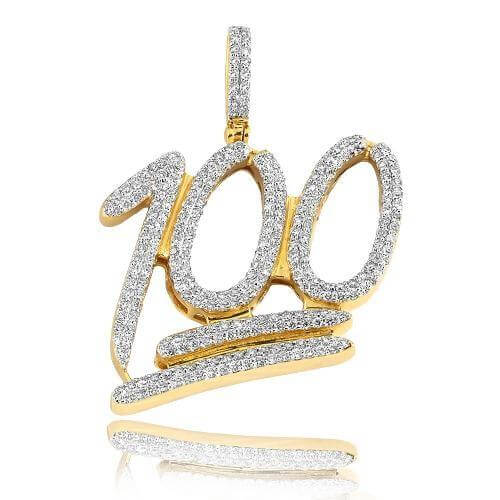 10KY 1.50CTW DIAMOND '100' PENDANT