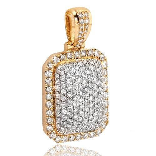 14KY 3.75CTW DIAMOND 3-D DOME DOGTAG PENDANT