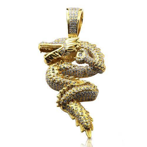 14KY 7.15CTW DIAMOND CHINESE DRAGON PENDANT - Johnny Dang & Co