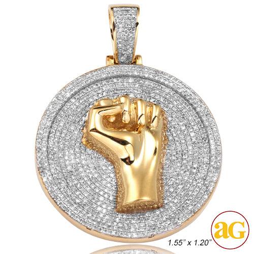 10KY 1.25CTW DIAMOND MEDALLION WITH FIST - Johnny Dang & Co