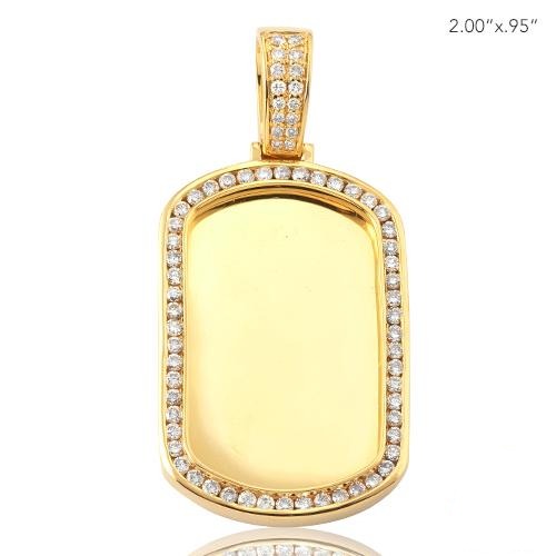 10KY 1.40CTW DIAMOND DOGTAG PENDANT - MIRROR PLATE