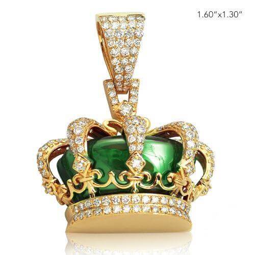 10KY 2.85CTW DIAMOND CROWN GREEN PENDANT