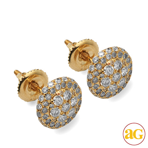 14KY 1.00CTW DIAMOND ROUND CLUSTER EARRING STUDS -