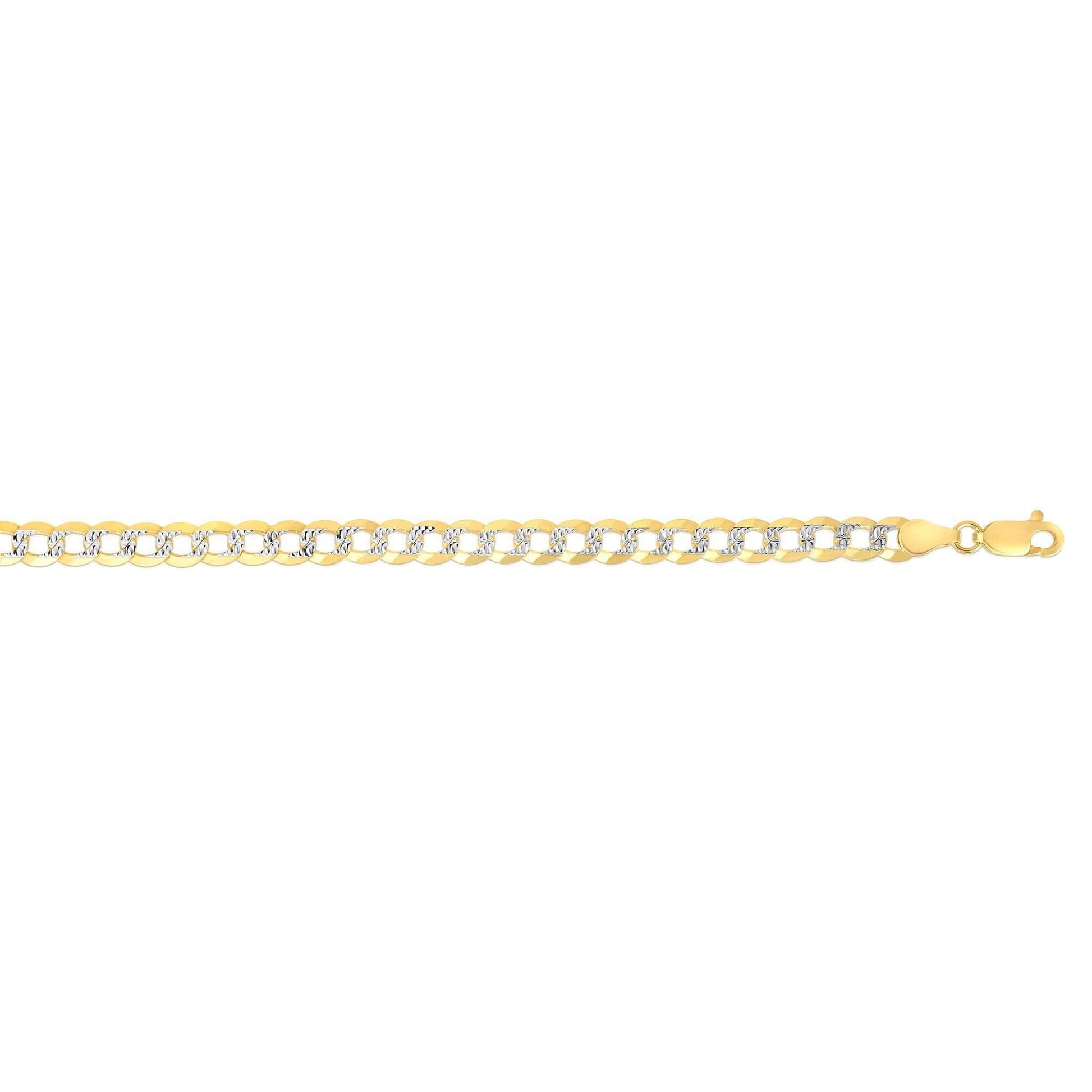 14kt Gold 20 inches Yellow+White Finish 5.7mm Diamond Cut Comfort Pave Curb Chain with Lobster Clasp - Johnny Dang & Co