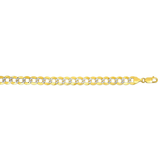14kt Gold 24 inches Yellow+White Finish 8.3mm Diamond Cut Comfort Pave Curb Chain with Lobster Clasp - Johnny Dang & Co