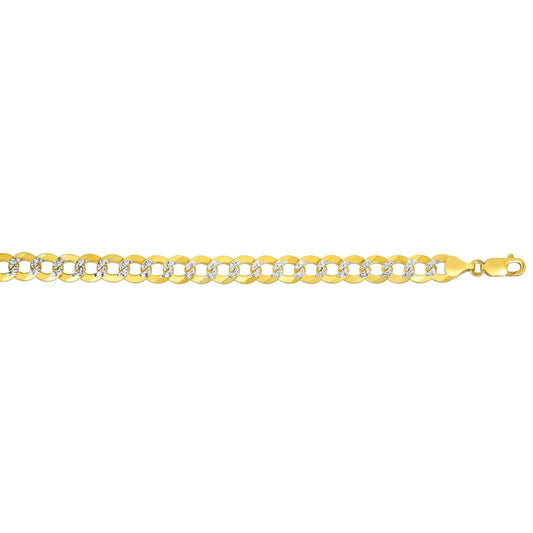 14K Gold 9.7mm White Pave Curb Chain - Johnny Dang & Co