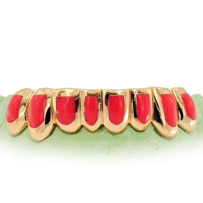 JDTK-CPG3002 CANDY PAINT FOURTEEN TEETH GOLD GRILL WITH LIGHT RED ENA - Johnny Dang & Co