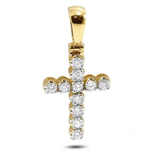 14KY 1.00CTW 11-STONE DIAMOND CROSS