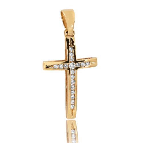 14KY 0.55CTW DIAMOND CHANNEL SET CROSS PENDANT