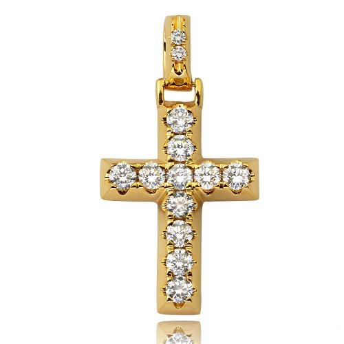 14KY 1.75CTW DIAMOND 4-PRONG FLAT SETTING CROSS PE