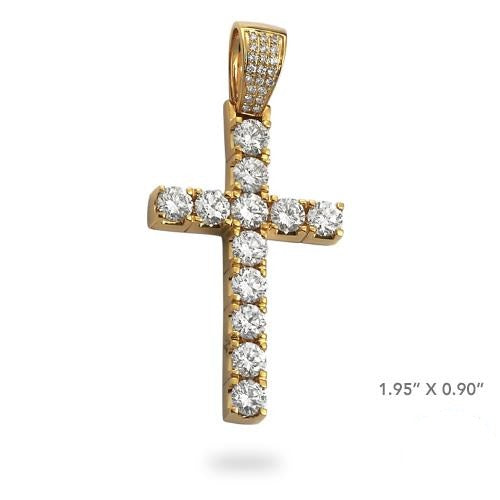 14KY 3.85CTW DIAMOND 4-PRONG SQUARE SETTING CROSS