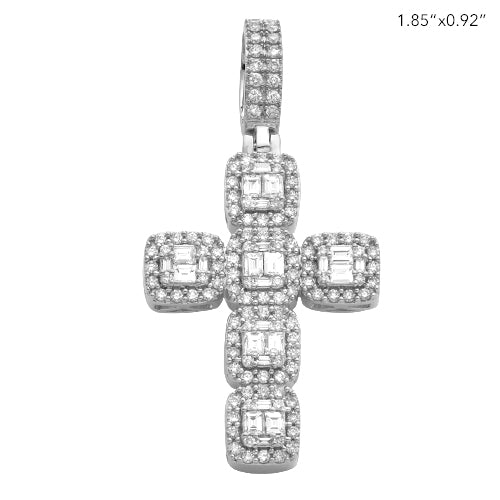 14KW 1.80CTW BAGUETTE DIAMOND CROSS PENDANT