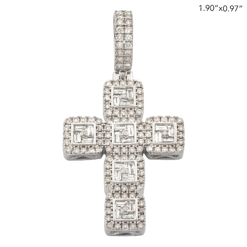 14KW 1.80CTW BAGUETTE DIAMOND CROSS PENDANT