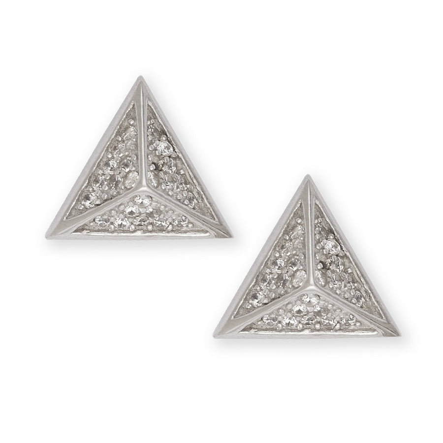 Sterling Silver CZ Pyramid Style Stud Earrings
