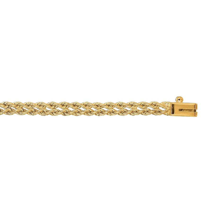 14kt 7 inches Yellow Gold 4.0mm Diamond Cut Multi Line Rope Chain with Box Catch Clasp