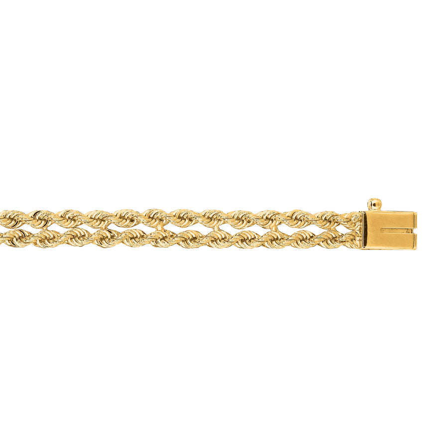 14K Gold 4.8mm Multi-Row Rope Chain Bracelet