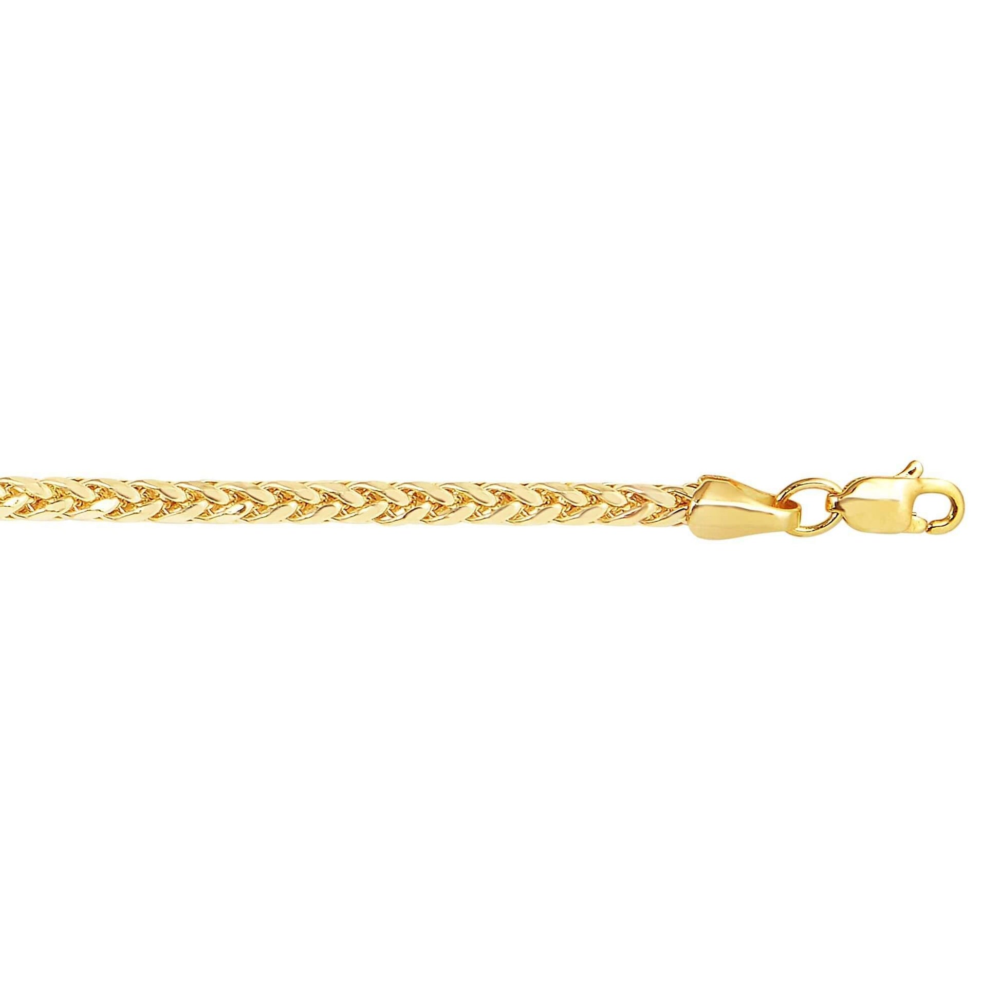 14kt 7.5 inches Yellow Gold 2.7mm Diamond Cut Lite Franco Bracelet with Lobster Clasp - Johnny Dang & Co