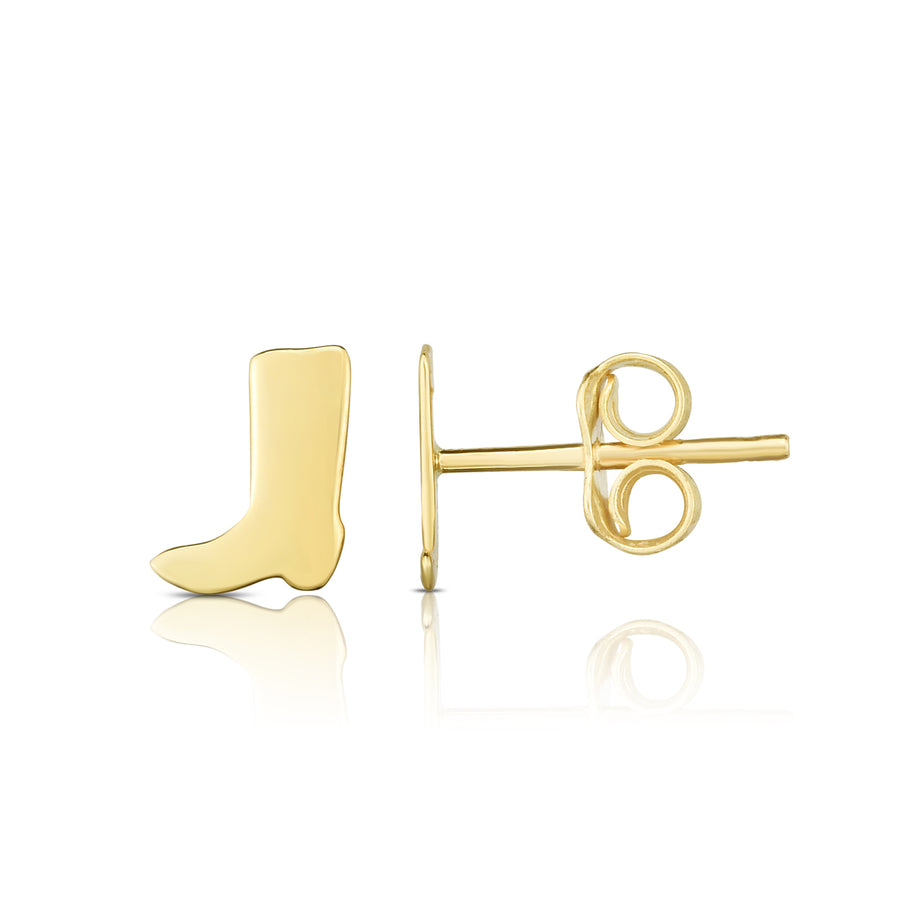 14K Gold Cowboy Boot Stud Earrings