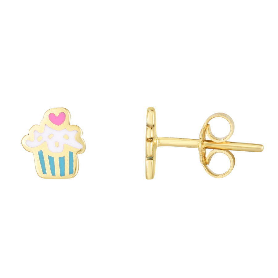 14K Cupcake Enamel Earrings