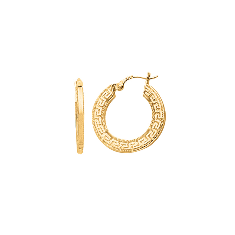 14K Gold Greek Key Hoop Earring