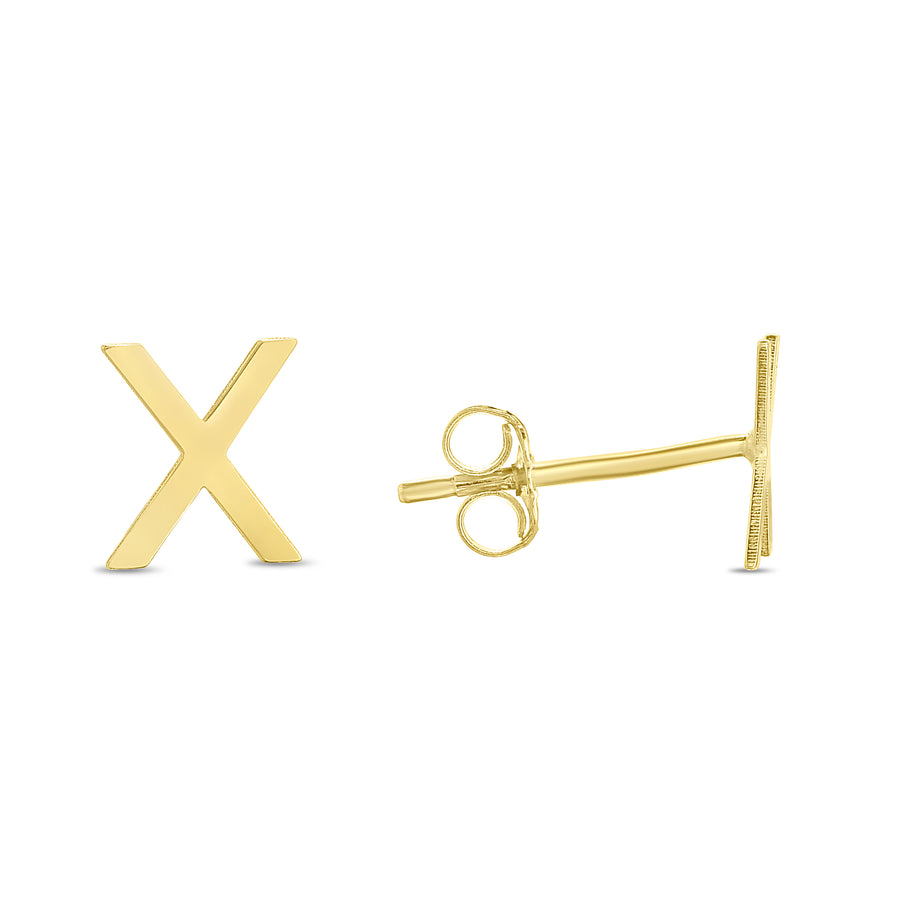 14K Gold Initial 'A Through Z' Stud Earring