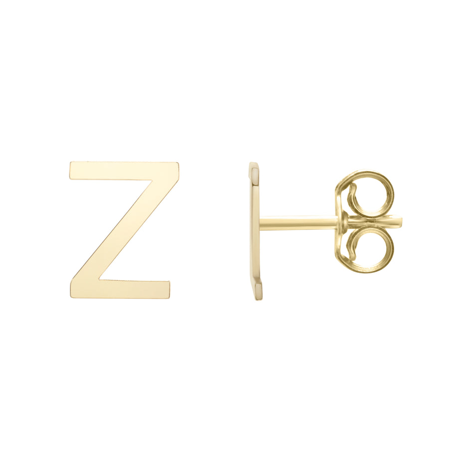 14K Gold Initial 'A Through Z' Stud Earring