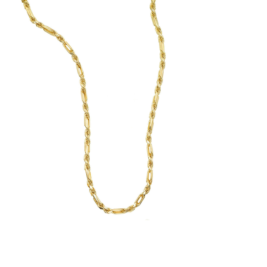 14kt Gold 26 inches Yellow Finish 6.5mm Diamond Cut Figarope Chain with Lobster Clasp