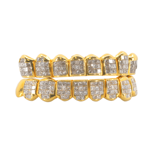 18K VS Princess Cut Diamond Invisible Set Grillz - Johnny Dang & Co