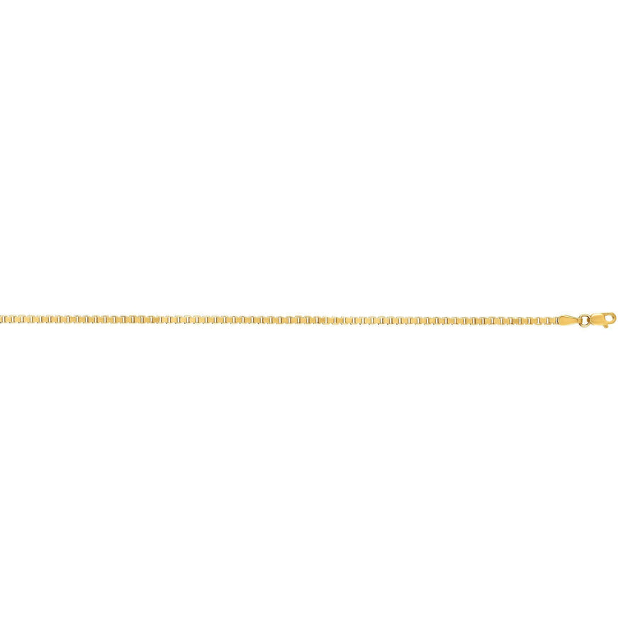 14kt Gold 20 inches Yellow Finish 1.9mm Shiny Square Hollow Classic Box Chain with Lobster Clasp