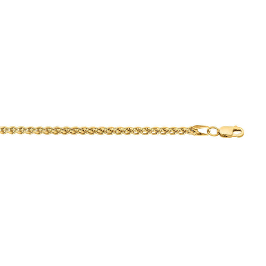 14kt 18 inches Yellow Gold 2.8mm Lite Weigth Wheat Chain with Lobster Clasp - Johnny Dang & Co
