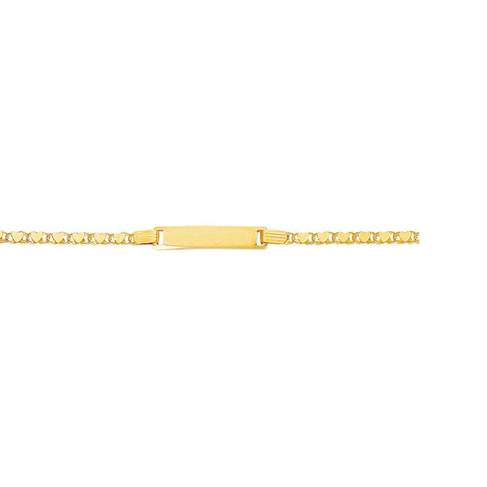 Kids 14kt 6 inches Yellow Gold Shiny Heart Link ID Bracelet with Lobster Clasp - Johnny Dang & Co