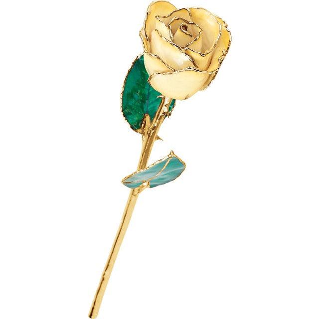 JDSP61-9064 LACQUERED CREAM YELLOW ROSE WITH GOLD TRIM - Johnny Dang & Co