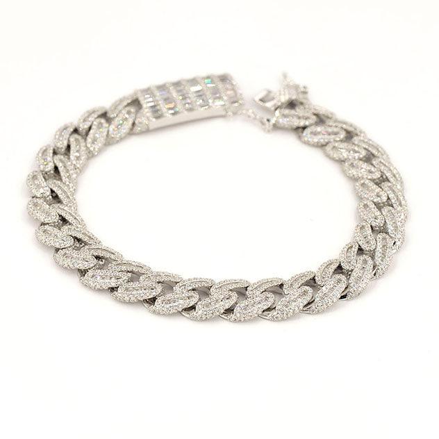 JDB1011 - Silver Baguette Cuban Bracelet - Johnny Dang & Co