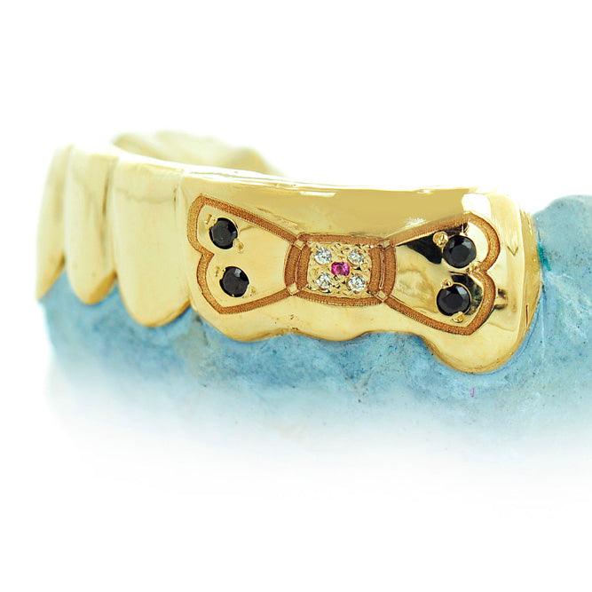 JDTK-S141124-1 6 Teeth In Yellow Gold with Engraved Dog Bone - Johnny Dang & Co
