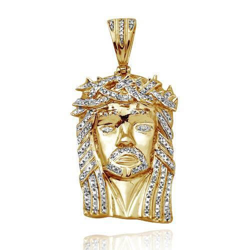 10KY 0.25CTW DIAMOND JESUS PENDANT