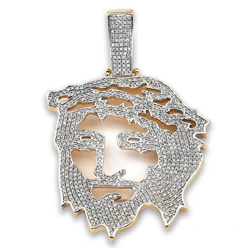 10KY 1.50CTW DIAMOND OPEN JESUS PENDANT