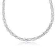 Sterling Silver Sparkly, Ultra-Light Thin Braided Mesh Necklace - Johnny Dang & Co